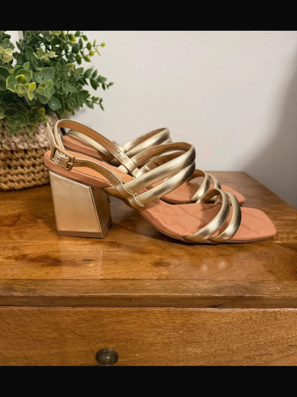 Gold Strappy Sandals for Women - Picture 2 of 3